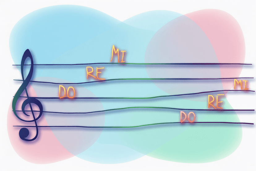 Do Re Mi positions on musical staff showing relative pitch relationships