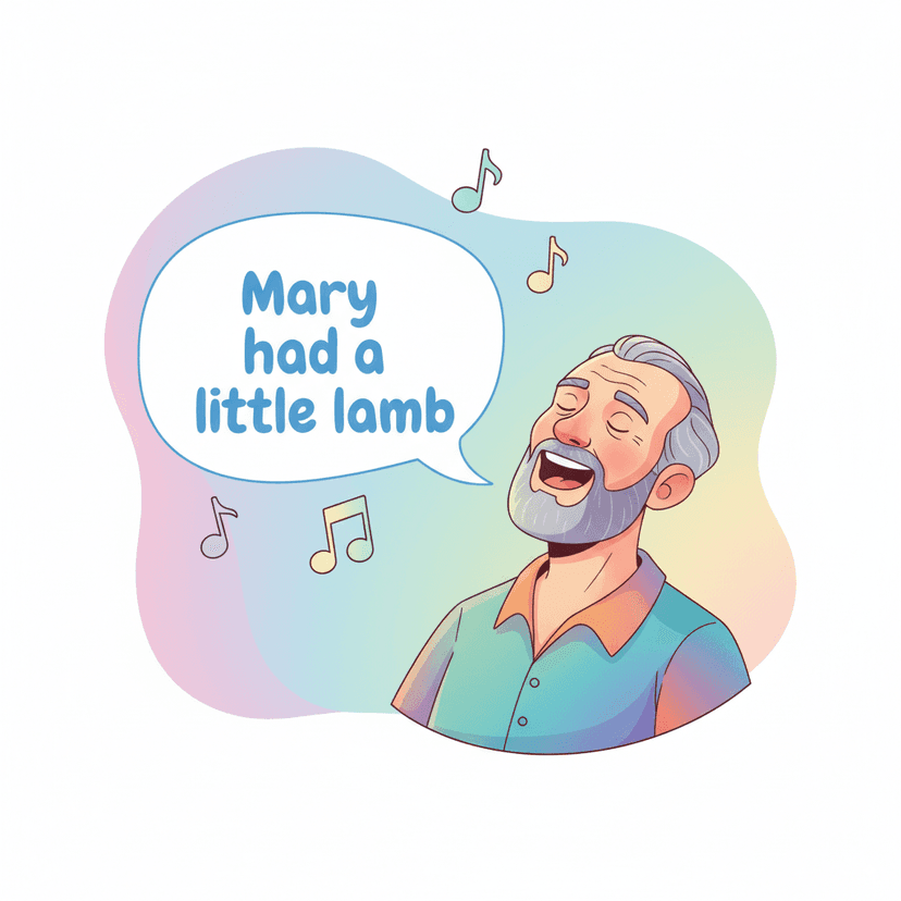 Person joyfully singing Mary Had a Little Lamb