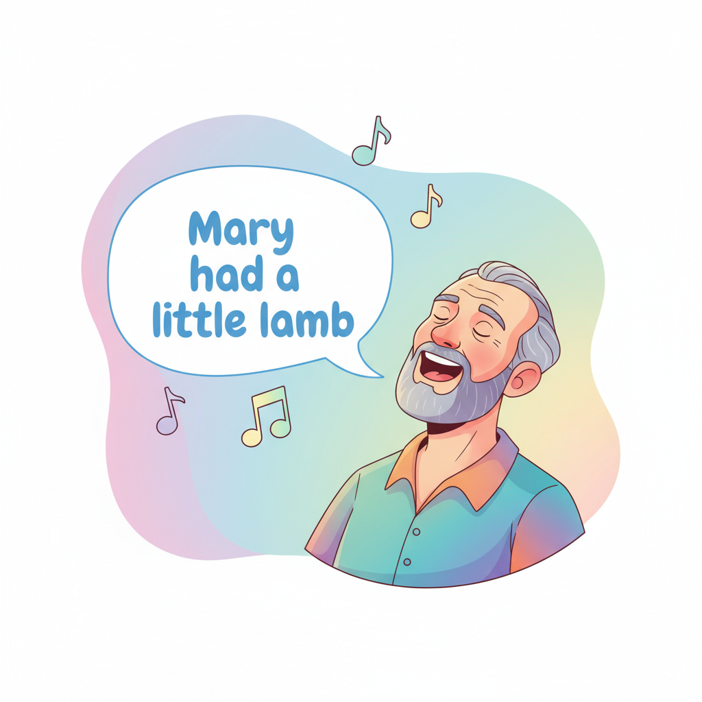 Person joyfully singing Mary Had a Little Lamb